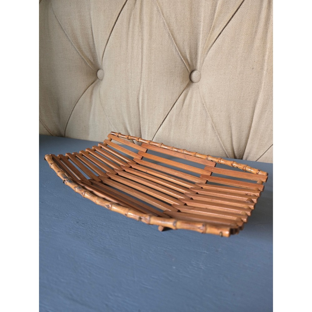 Vintage Bamboo & Teak Wood Mid Century Modern Natural Handmade‎ Serving Tray